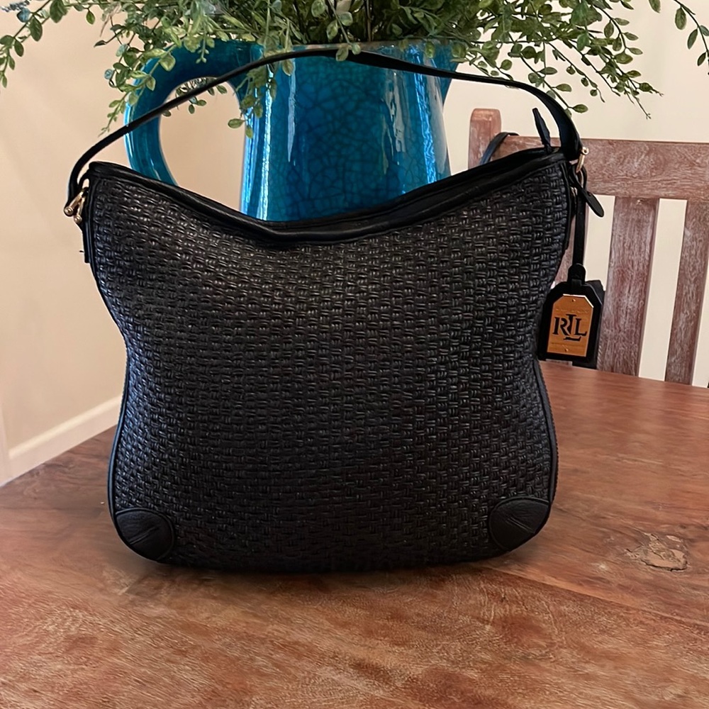 Ralph Lauren Woven Leather Hobo Bag